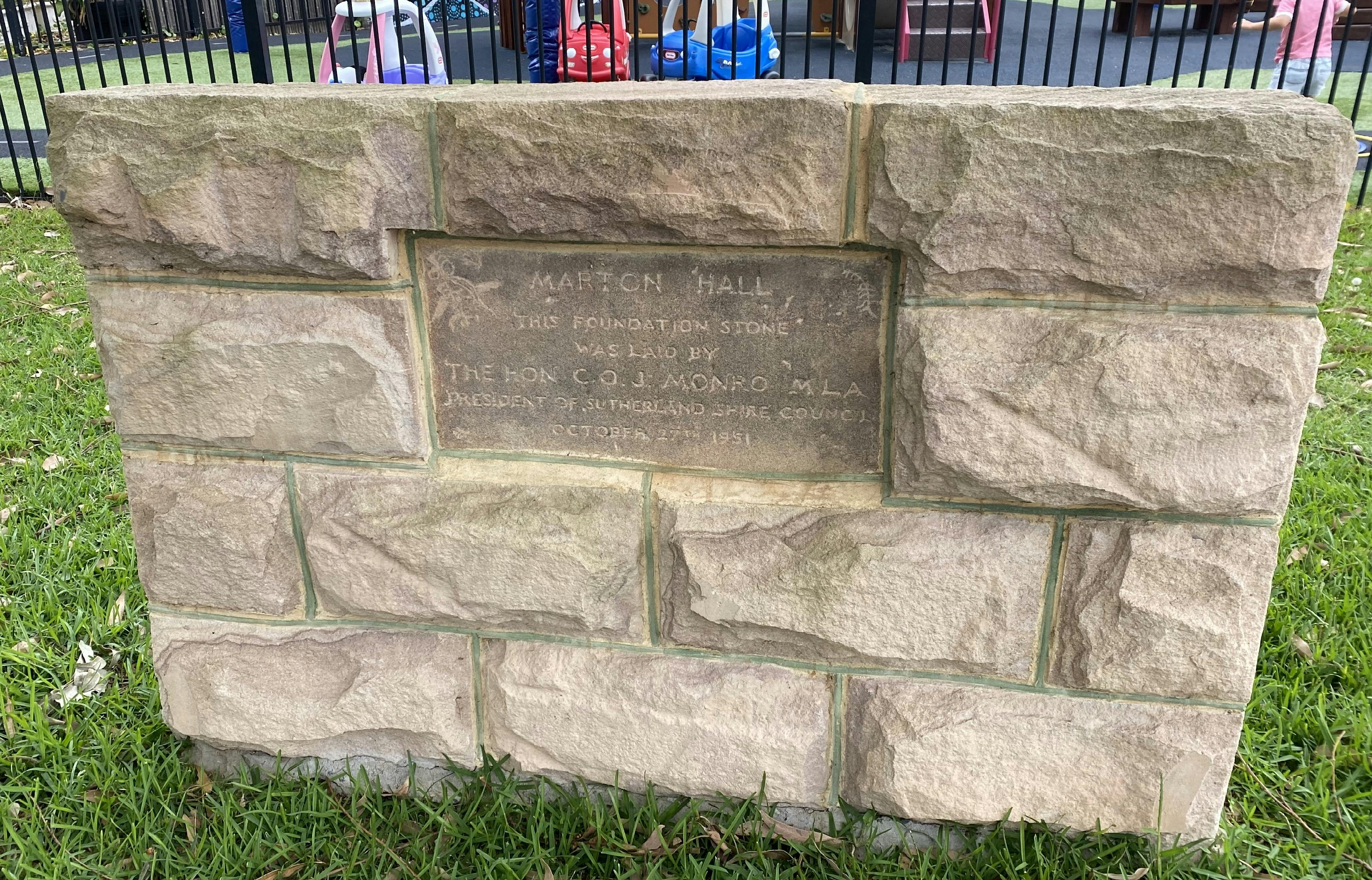 Foundation stone at Marton Park - 27 October 1951