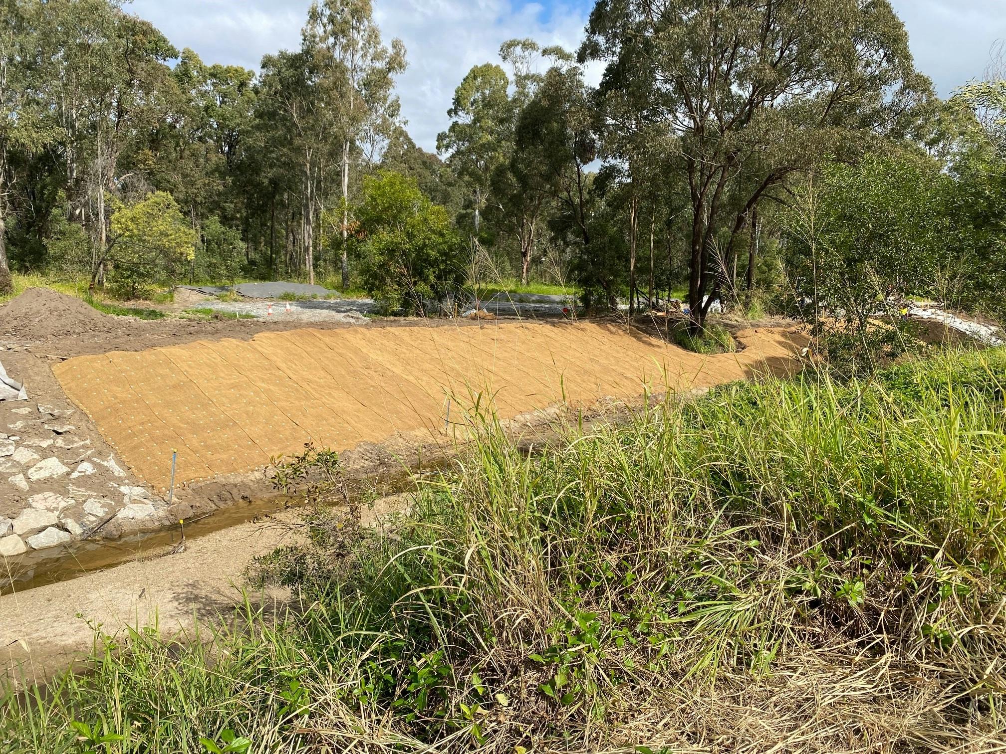 Downfall Creek - rehabilitation works underway on southern bank