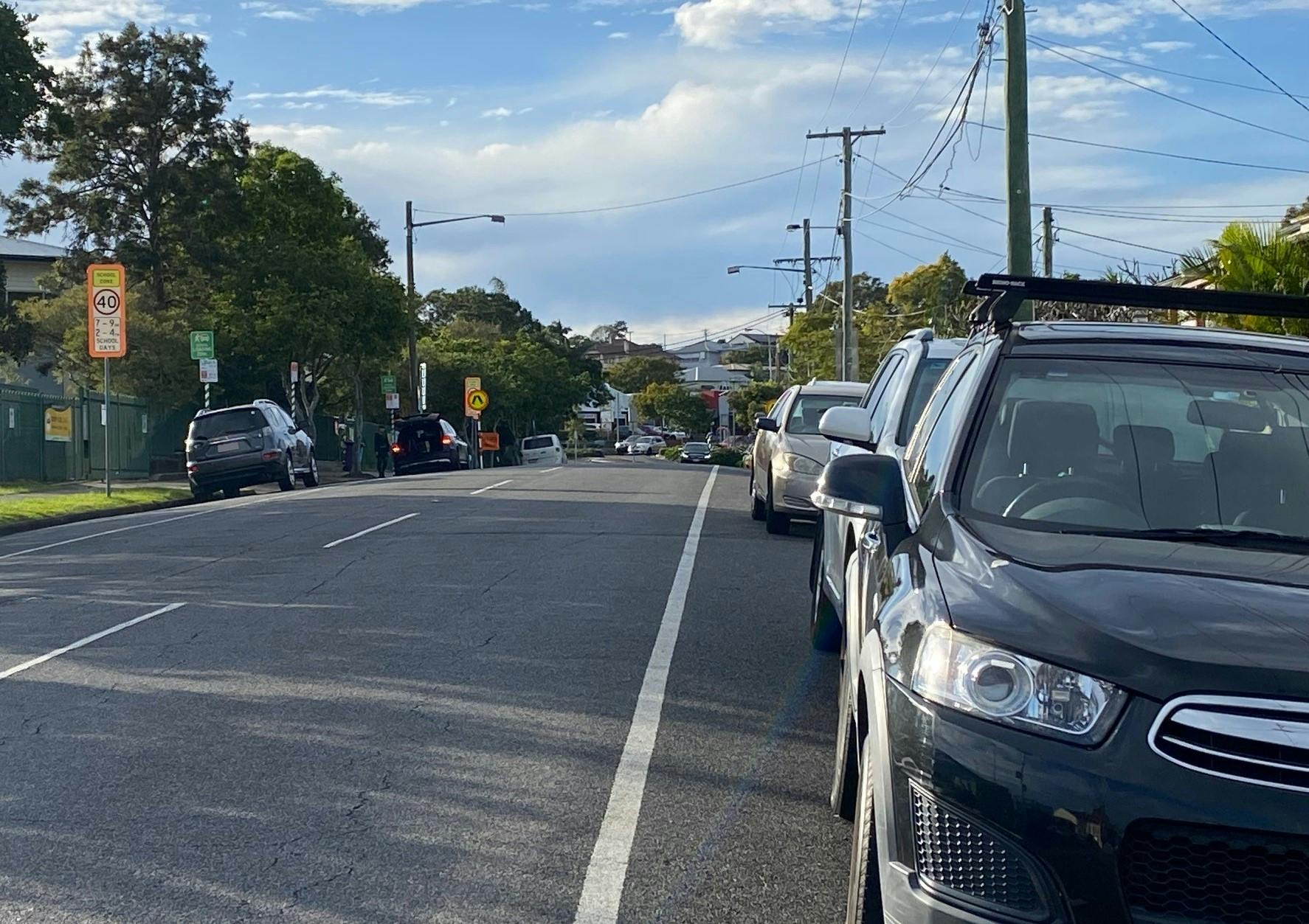 Photo of cars parked along both sides of Dunellan Street,  Greenslopes