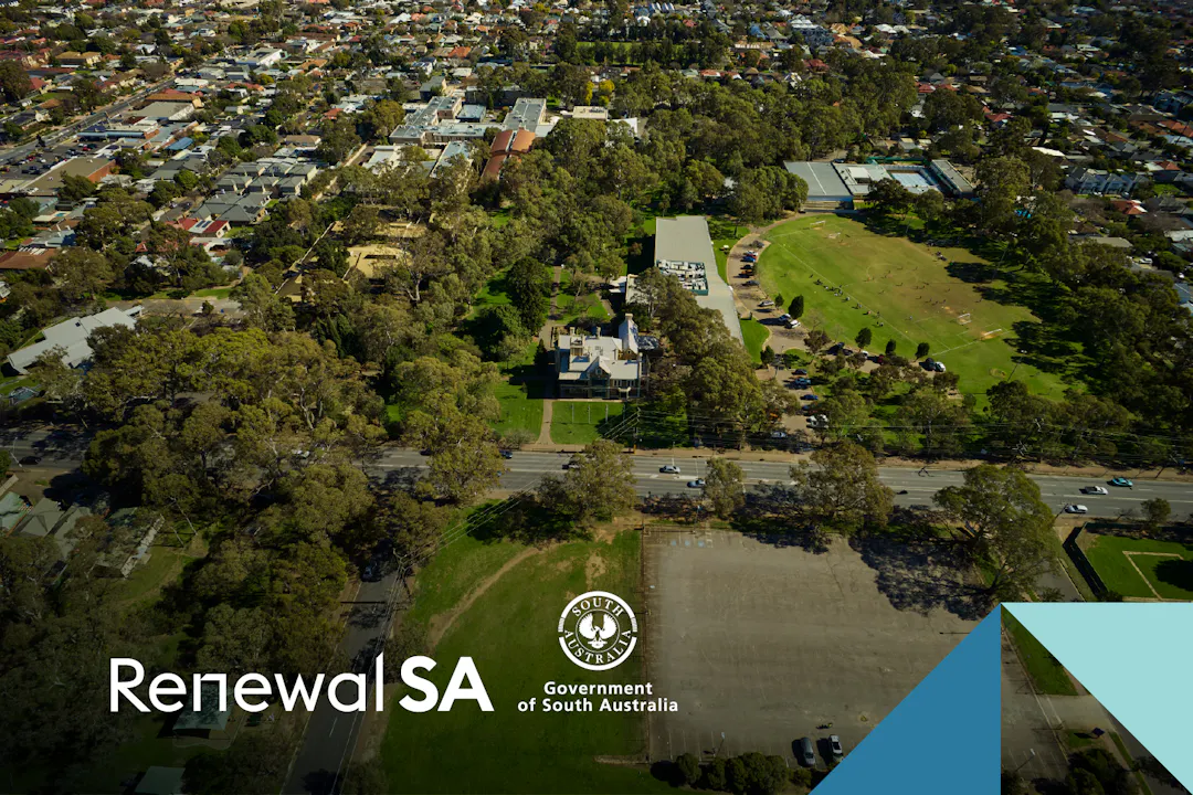 Sky view of the current Adelaide University Magill Campus and some of the surrounding suburb