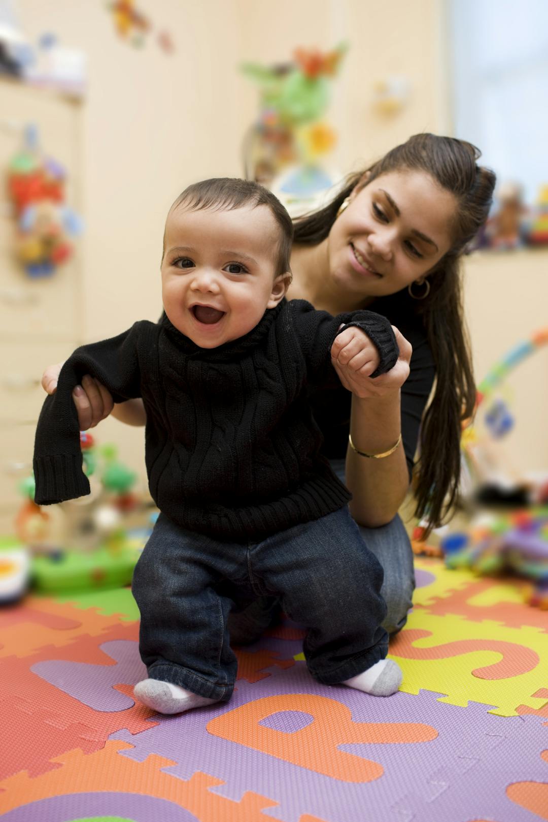 happy child being care for responsibly.