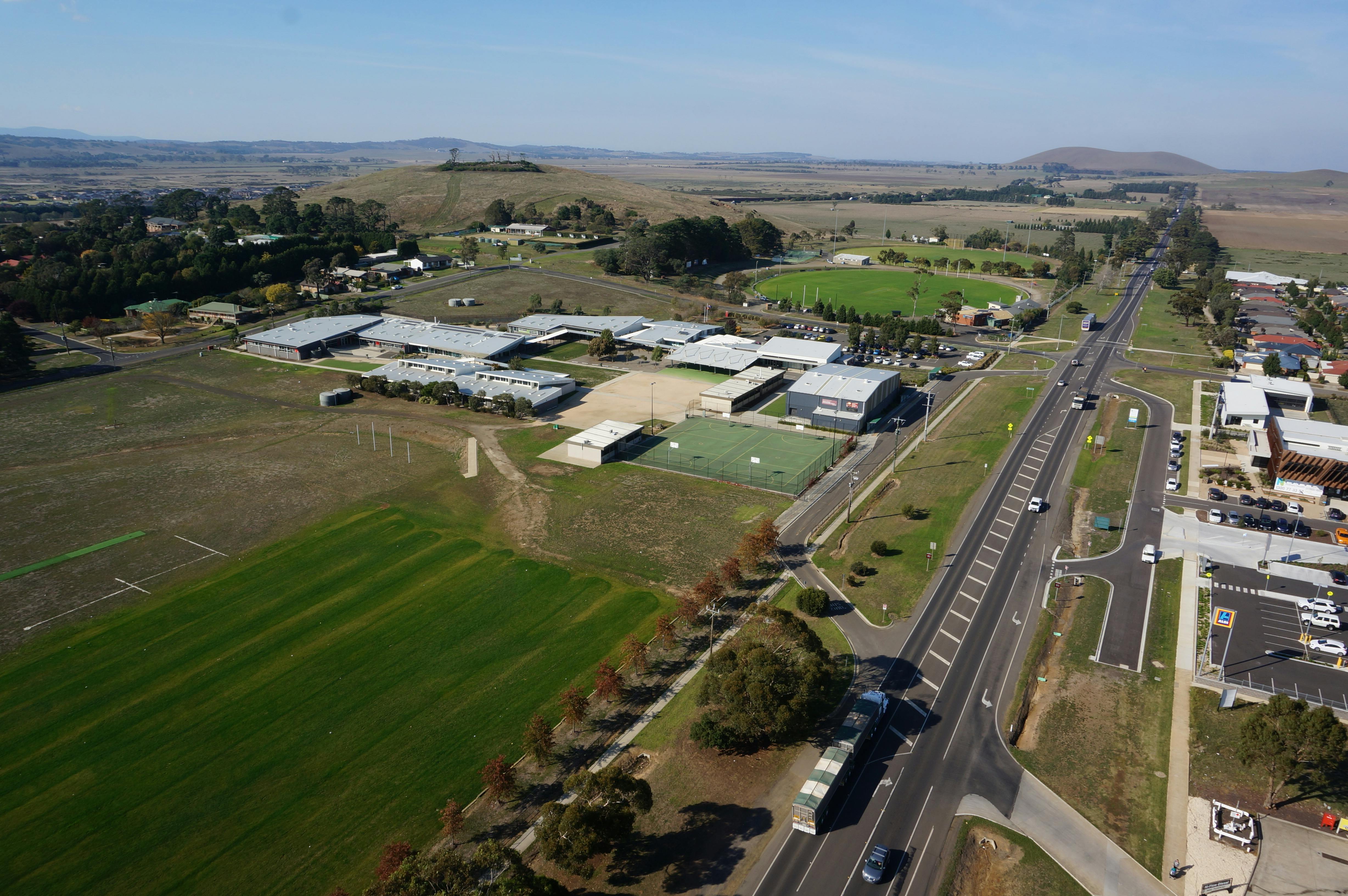 Looking over Wallan Secondary College and the Recreation Reserve