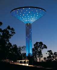 Wine glass shaped water tower in Logan City