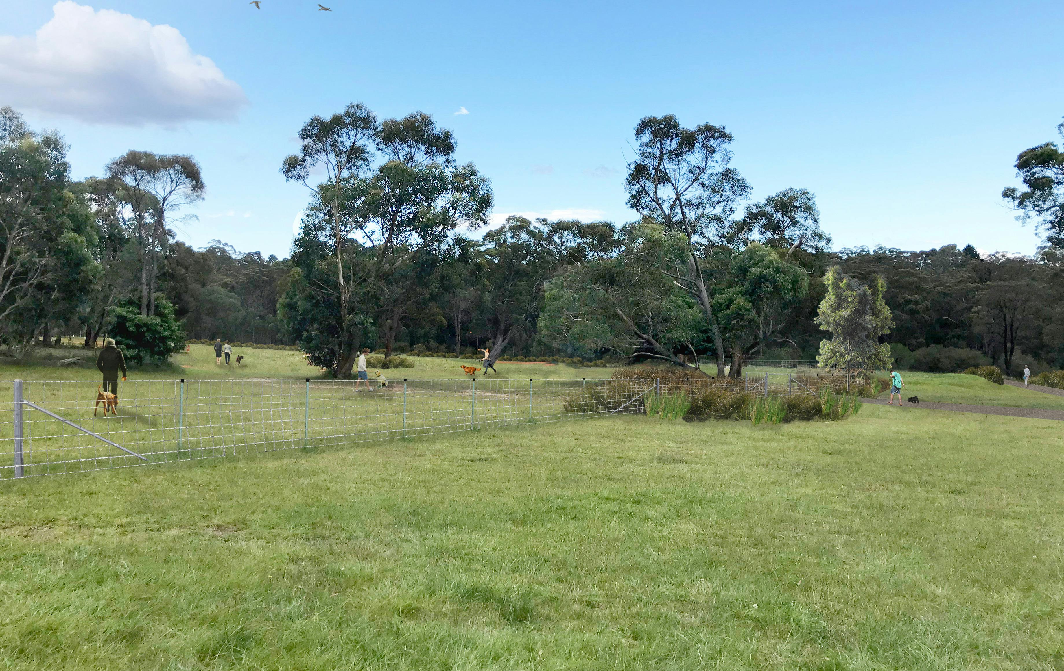 Fenced dog off leash area