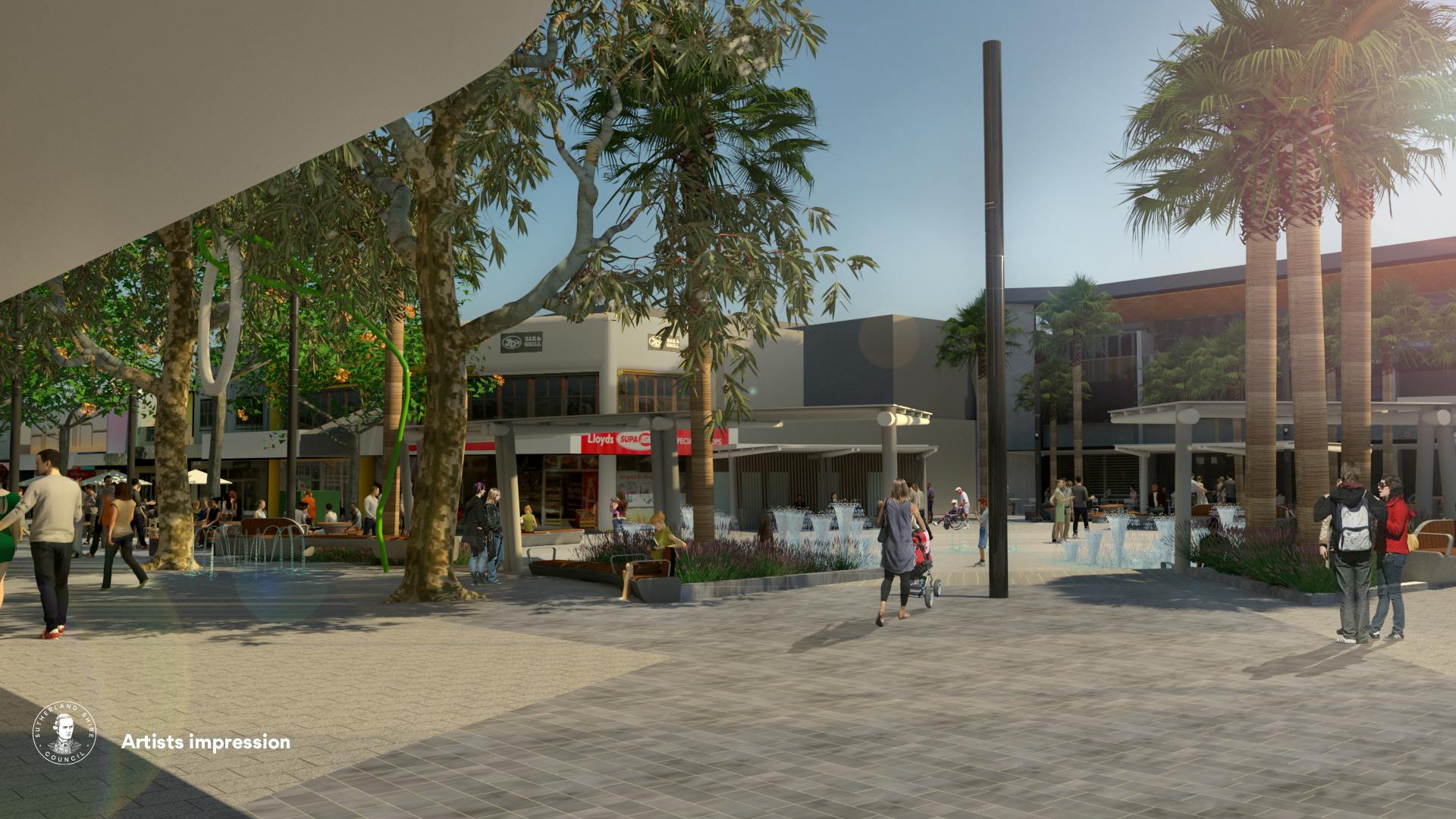 View of Cronulla Plaza from Cinema towards the Square