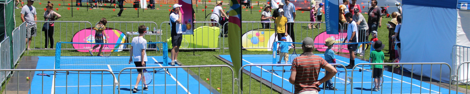 'Come and try' tennis courts at Maroondah Festival 2019