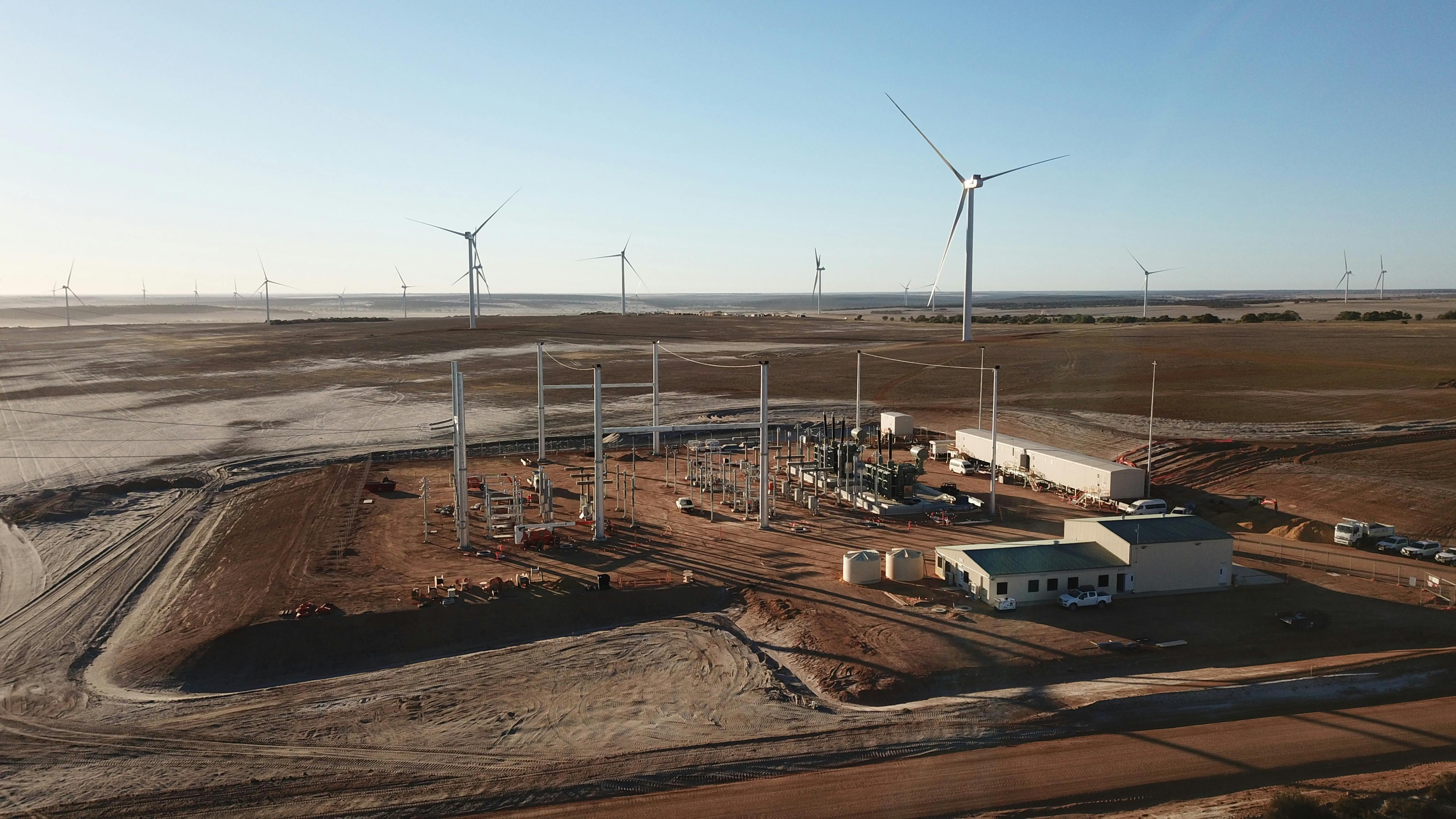 Warradarge Wind Farm site view with substation