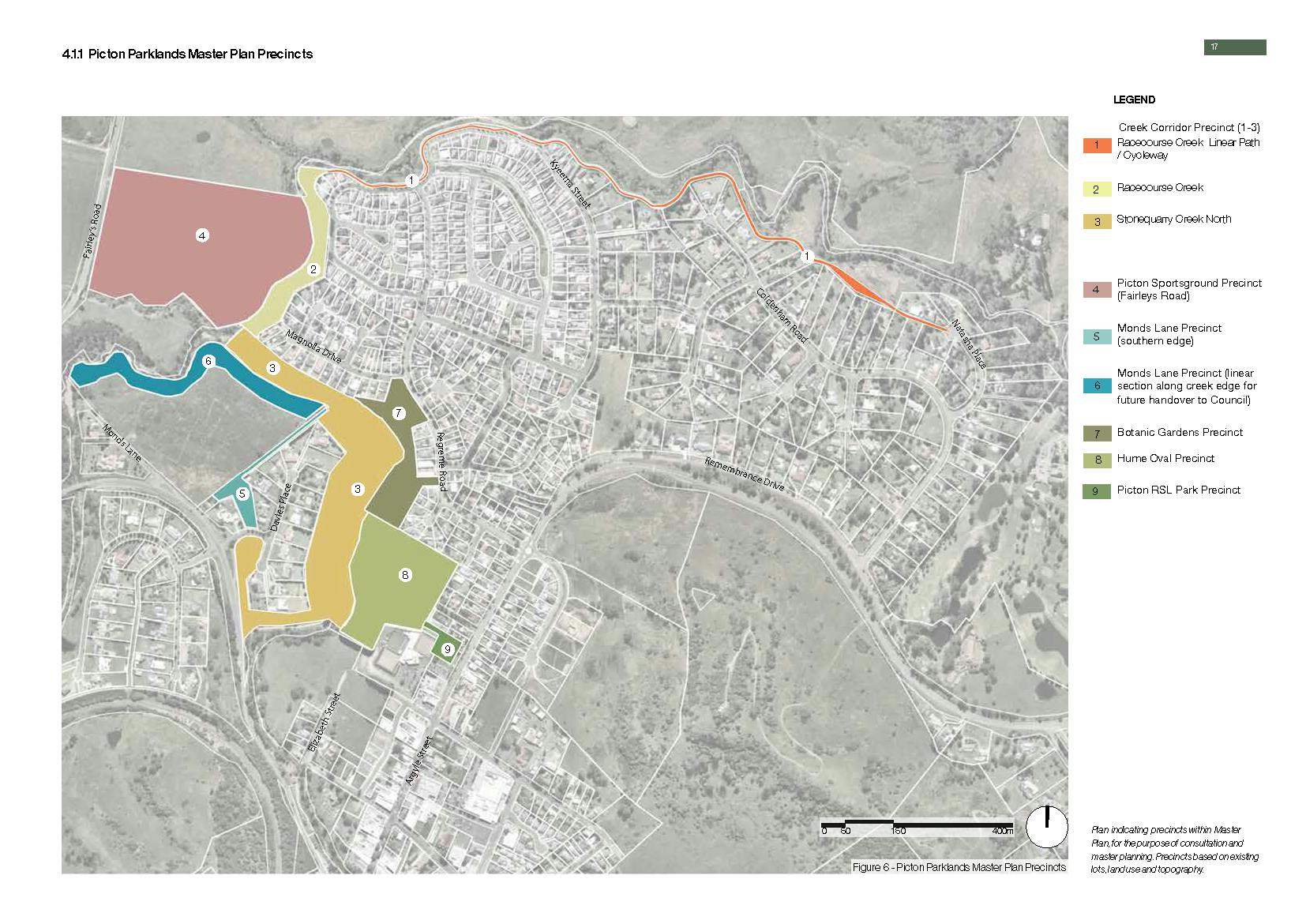 Picton Parklands Master Plan Precincts