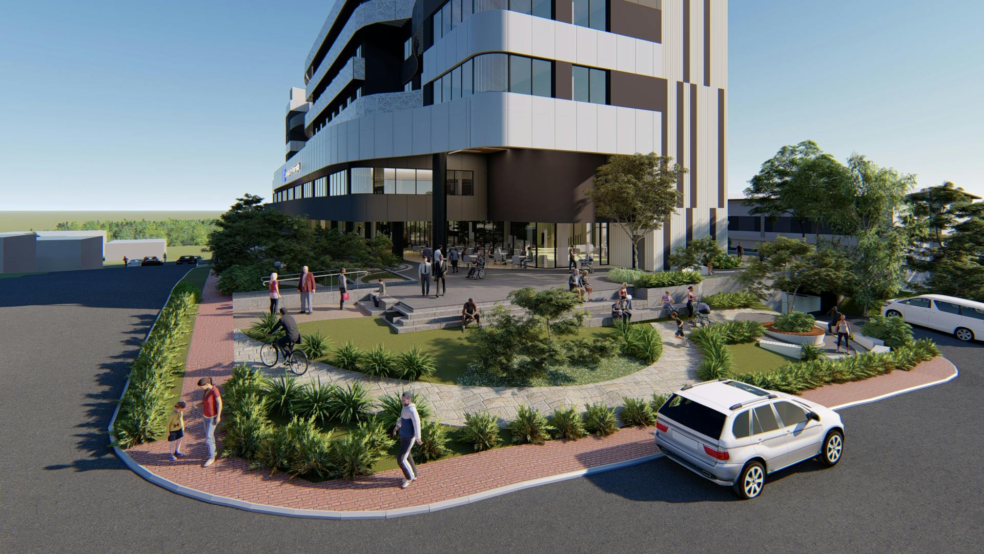 Artist impression of the public space area outside the new hospital building at the north of the site.jpg