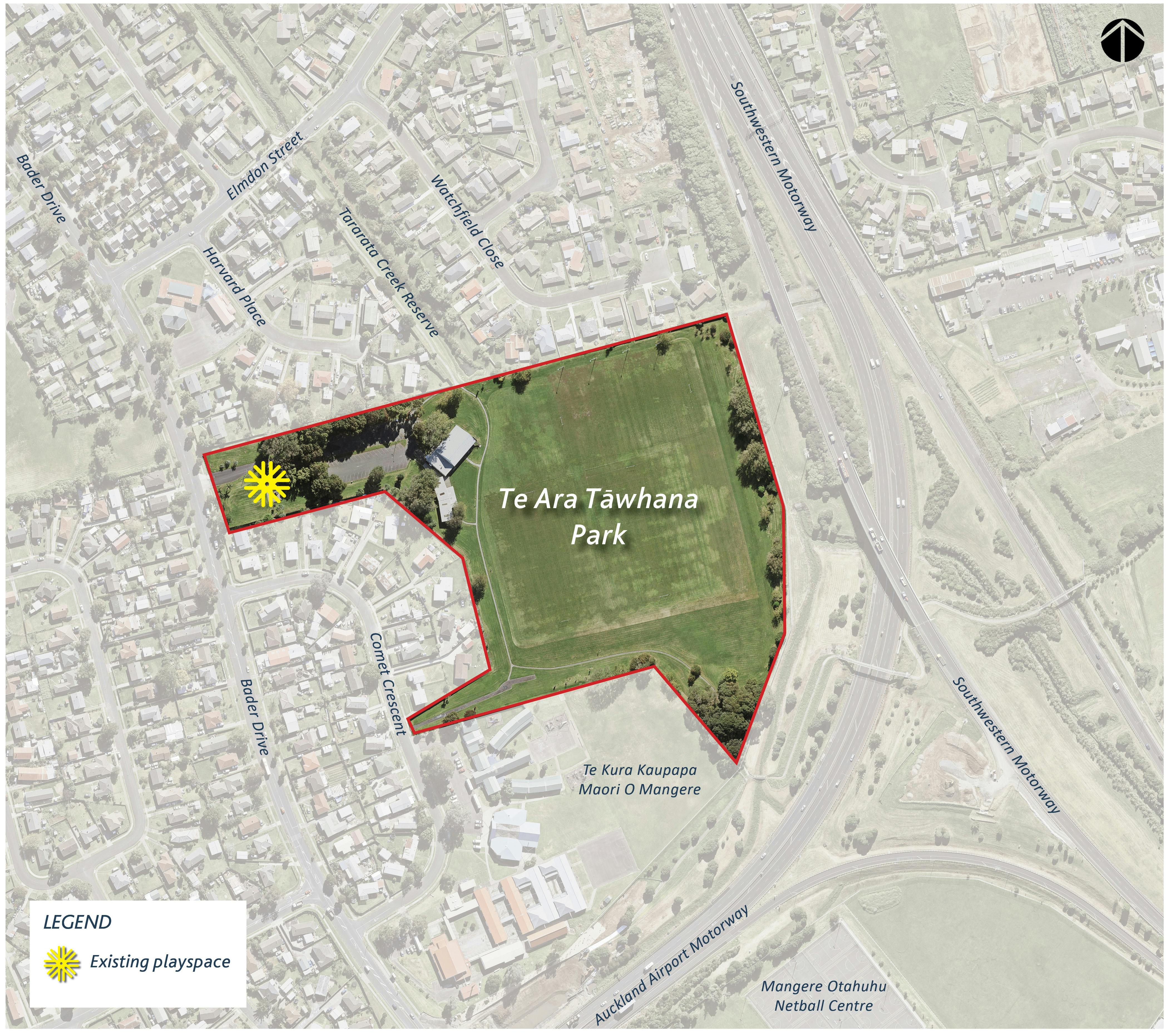 Aerial map of Te Ara Tāwhana/Moyle Park