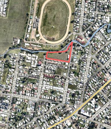 Aerial image of location of proposed licence outlined in red