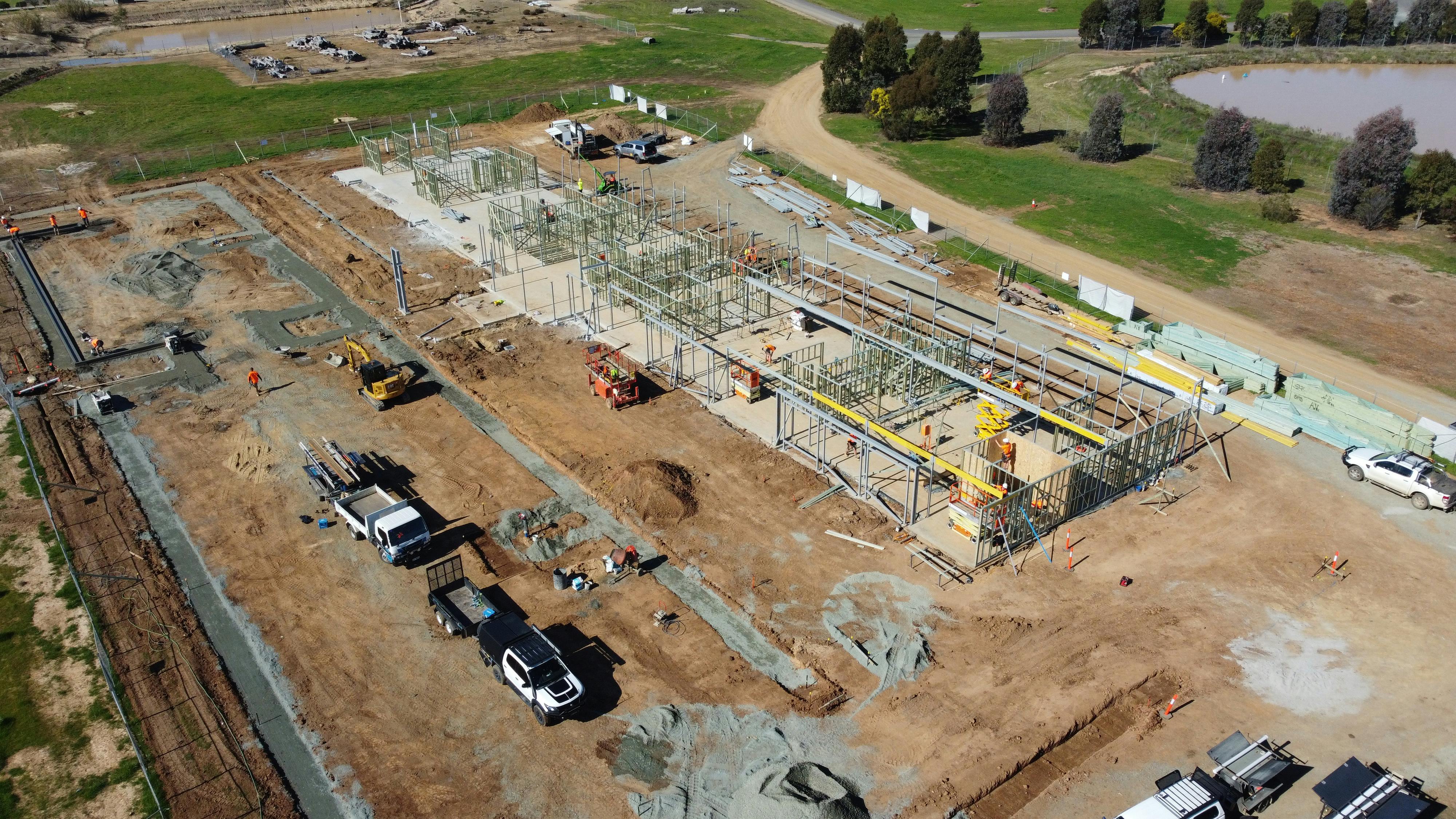 Aerial photo of the new Moama Preschool building (early August 2023)