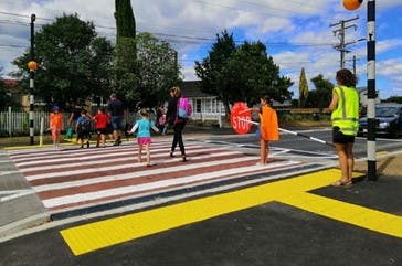 Pedestrian crossings with road patrollers