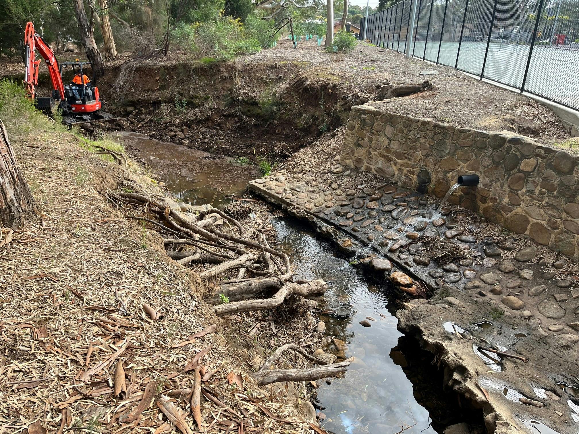 Creek management: Fifth Creek remediation works: 'before'