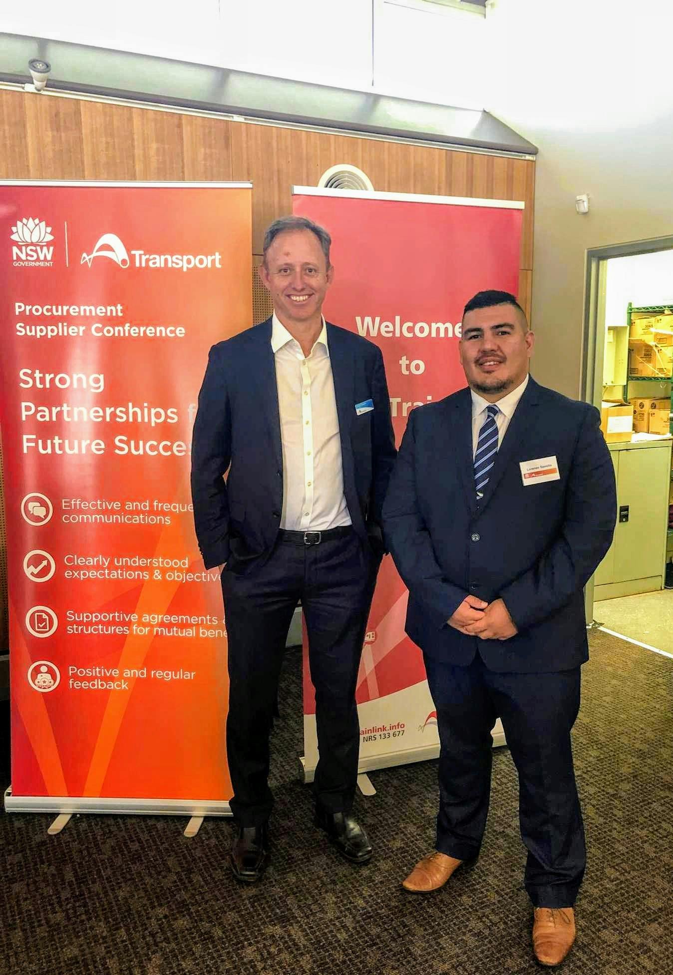 Rodd with Graduate Lorenzo at the NSW TrainLink Supplier conference
