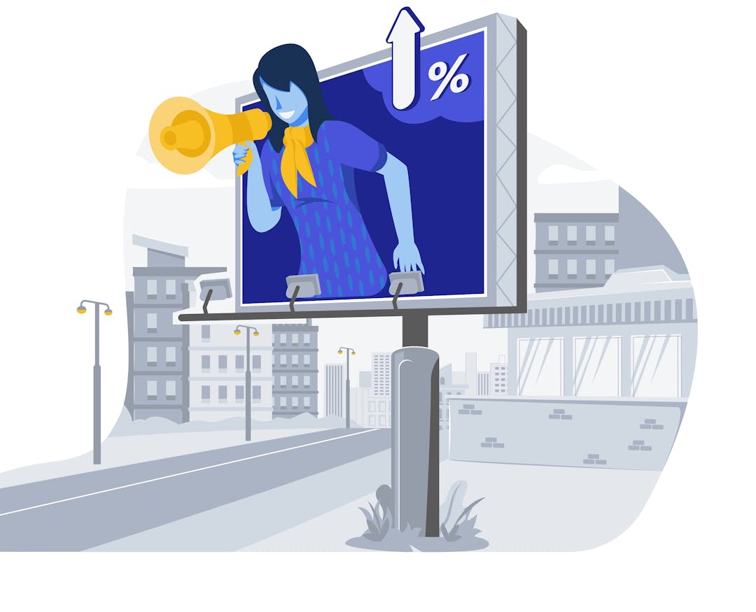 Stock image of a cartoon billboard