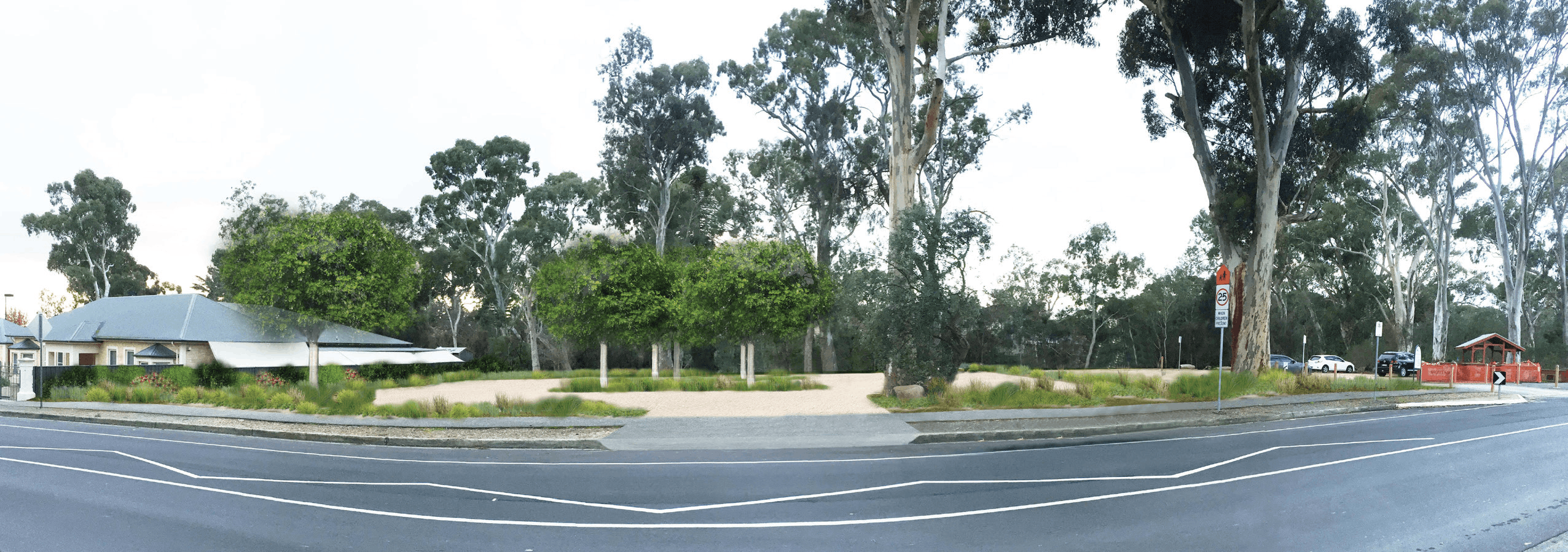 Artists impression of the expanded and improved public car park off Stonyfell Drive, Wattle Park