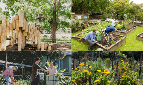 Environmentally friendly features. For example: community garden, eco-friendly materials or native planting.