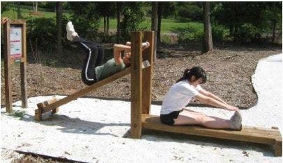 An example of outdoor exercise equipment that could be installed at the lake.