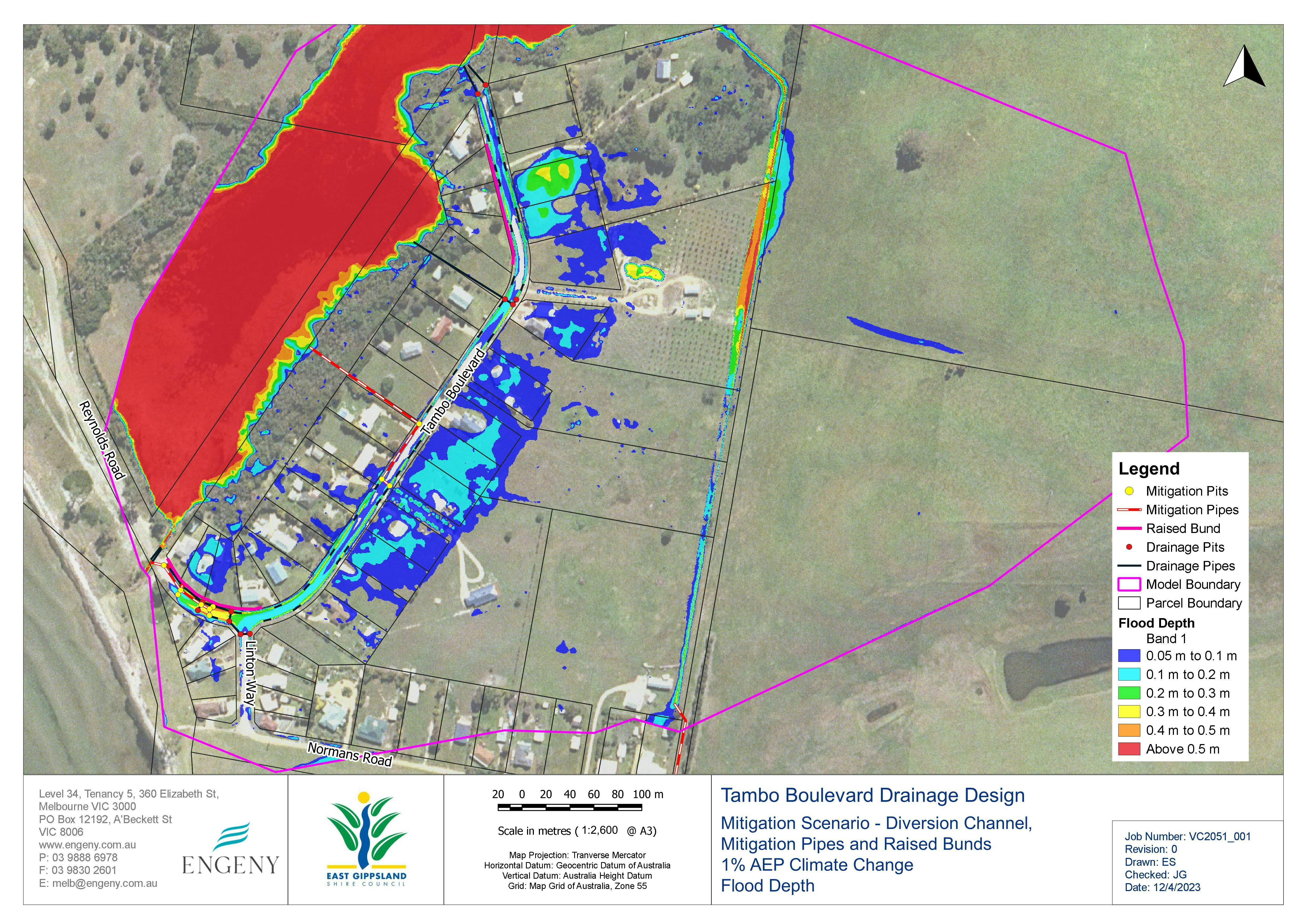 Tambo 1% AEP CC Flood Depth - Mitigation Scenario 105