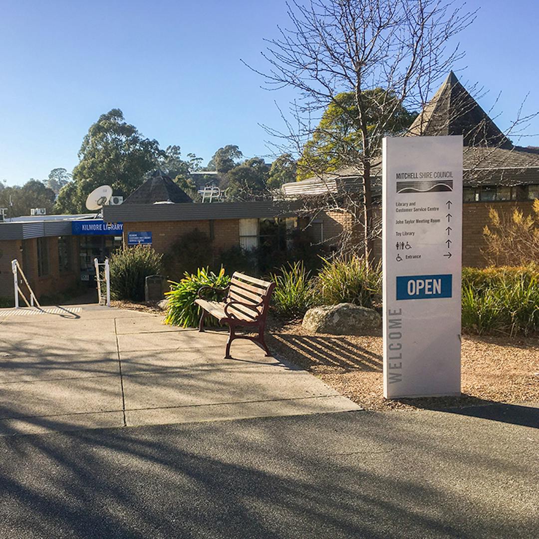 The entrance to Kilmore library