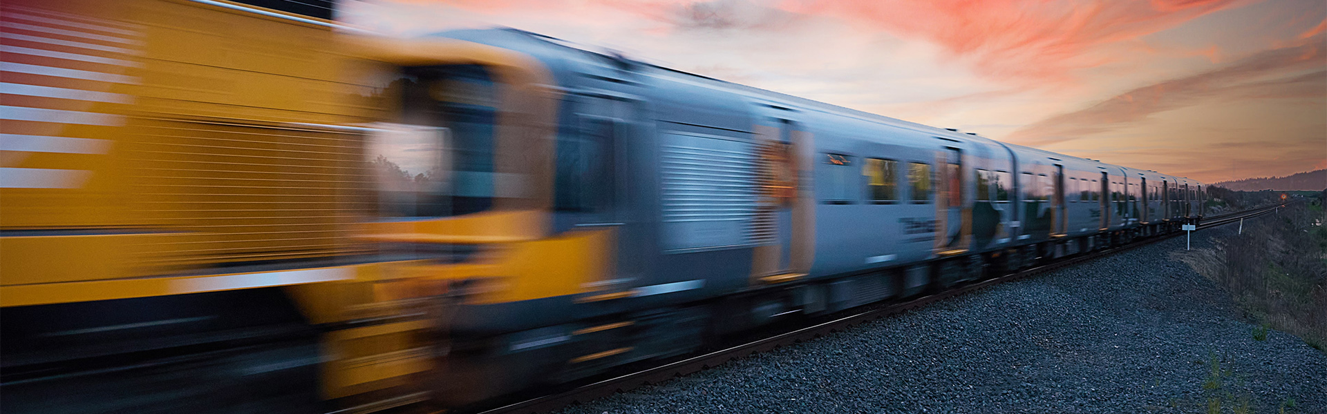 Image showing a fast moving train on the tracks