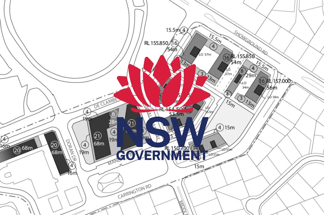 Showground Precinct Map with NSW Government Logo