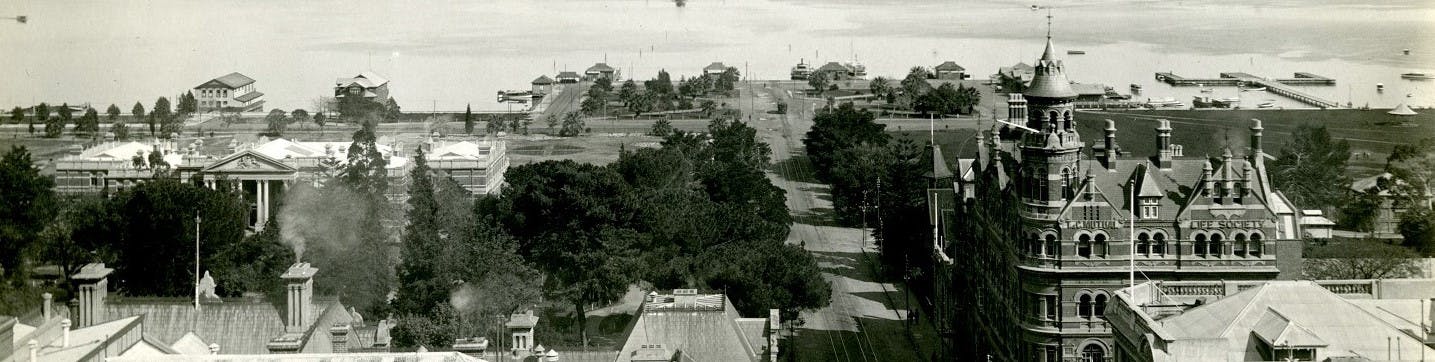 view of Barrack Street towards the Swan River, 1930 