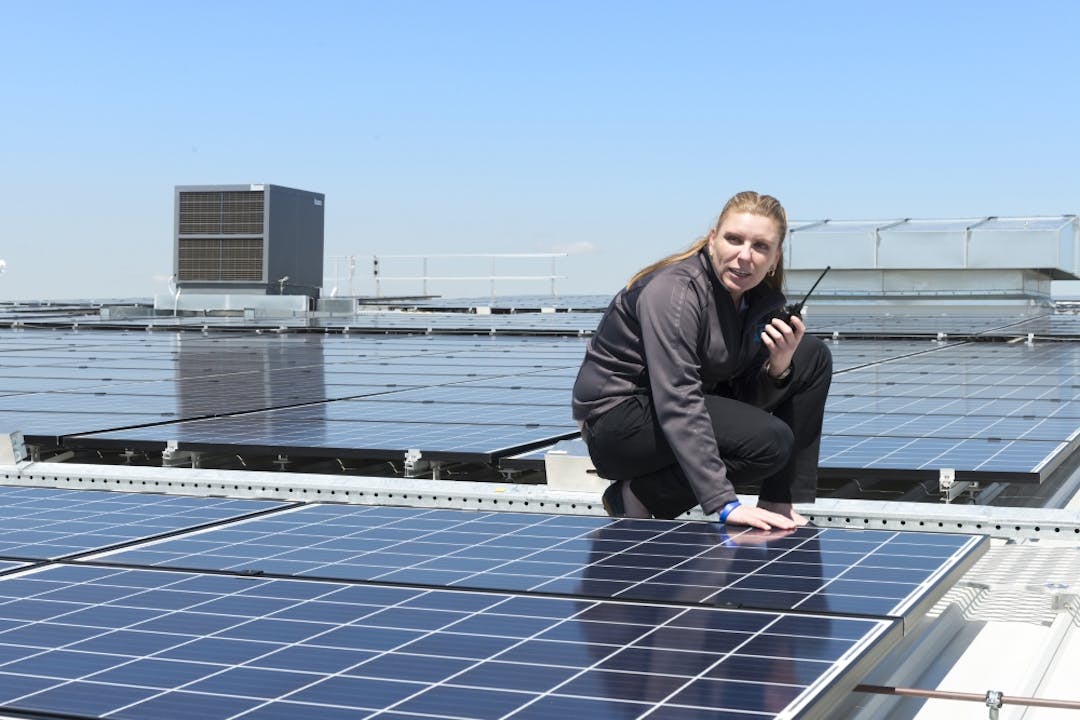 Solar panels on the roof of a City of Cockburn building