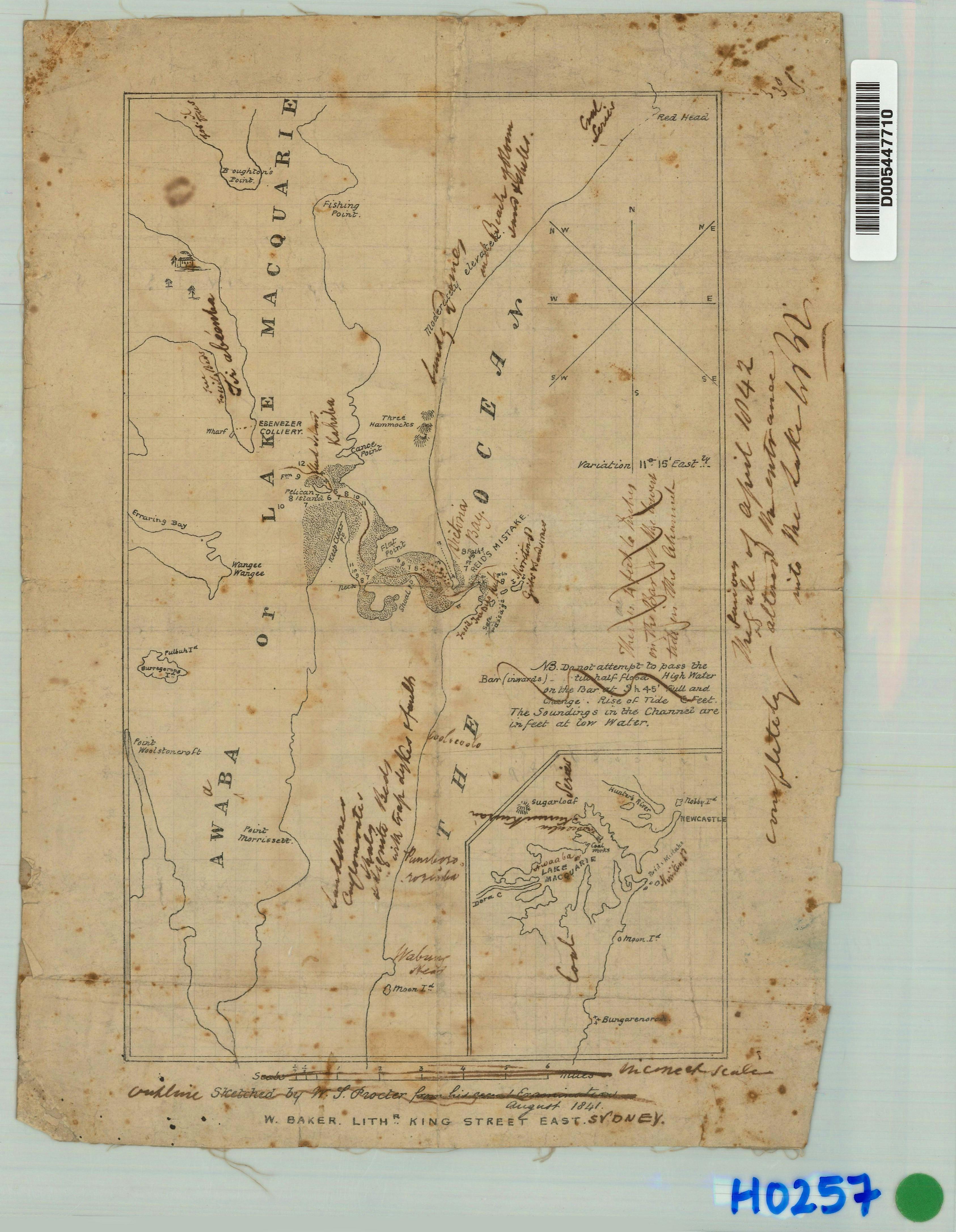 In a map sketched by W.Proctor in 1841, with extensive notes by the Reverend W.B. Clarke the area is given the name ‘Keep Clear Pt’