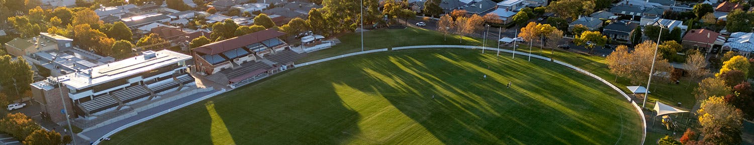 View of Unley Oval playing surface and stands
