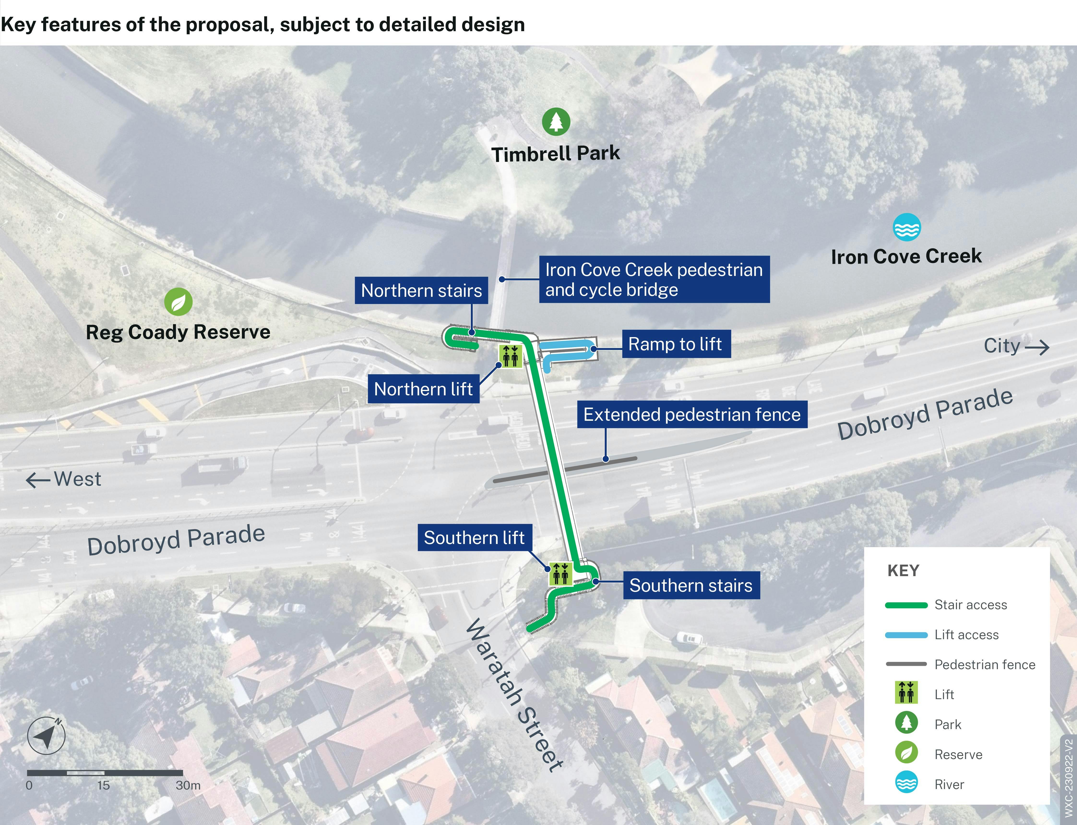 Proposed pedestrian bridge map