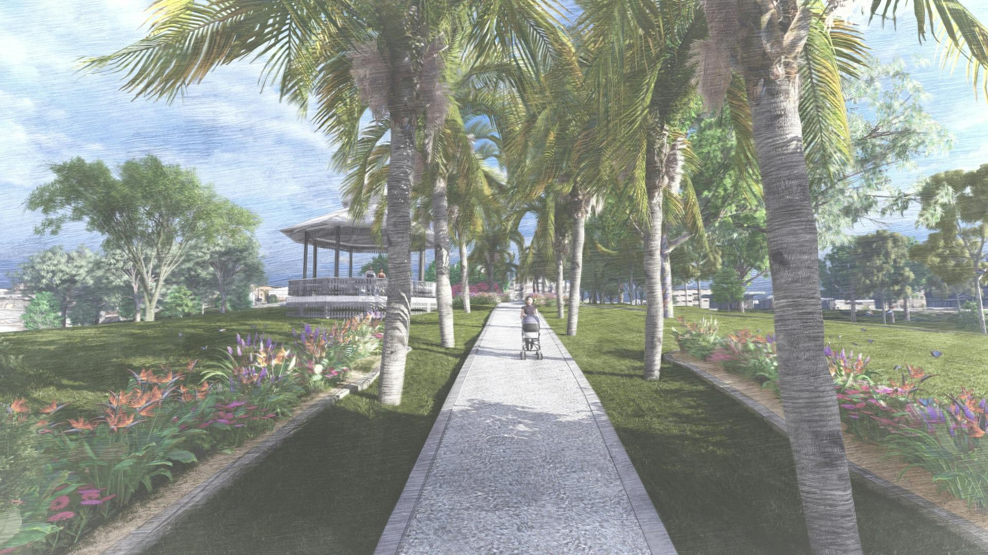 Artist’s impression of pathway leading to proposed bandstand