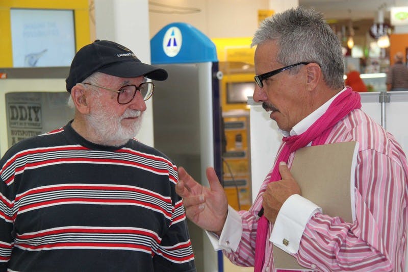 Council's Corporate Compliance Officer, Peter Brack (right), chats to a visitor to the community information stall at Tweed City shopping centre.