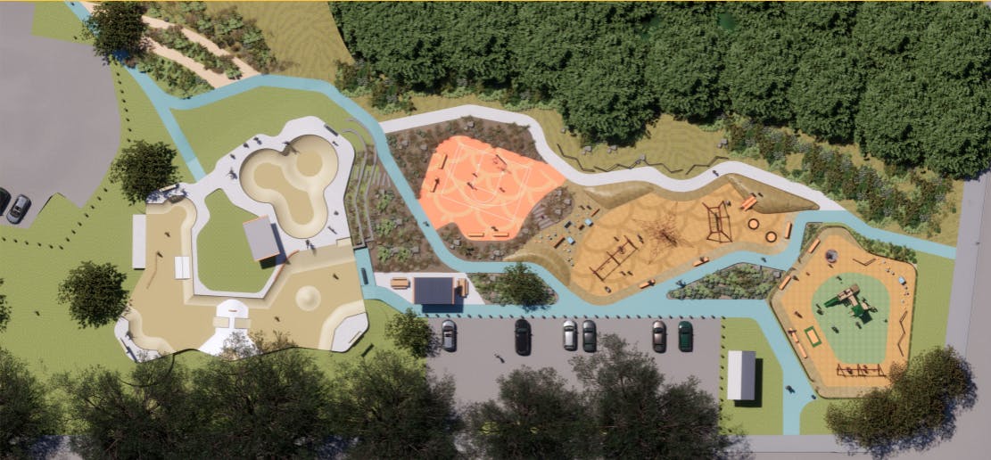 Aerial view of the proposed concept plan for Waikanae Park