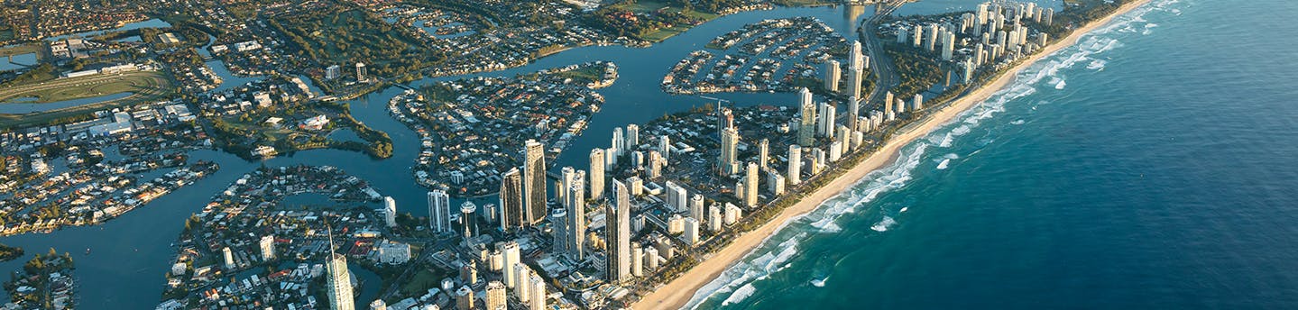 City of Gold Coast skyline and beach