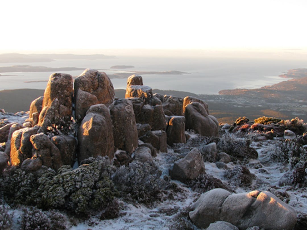 Snow on top of kunanyi / Mount Wellington