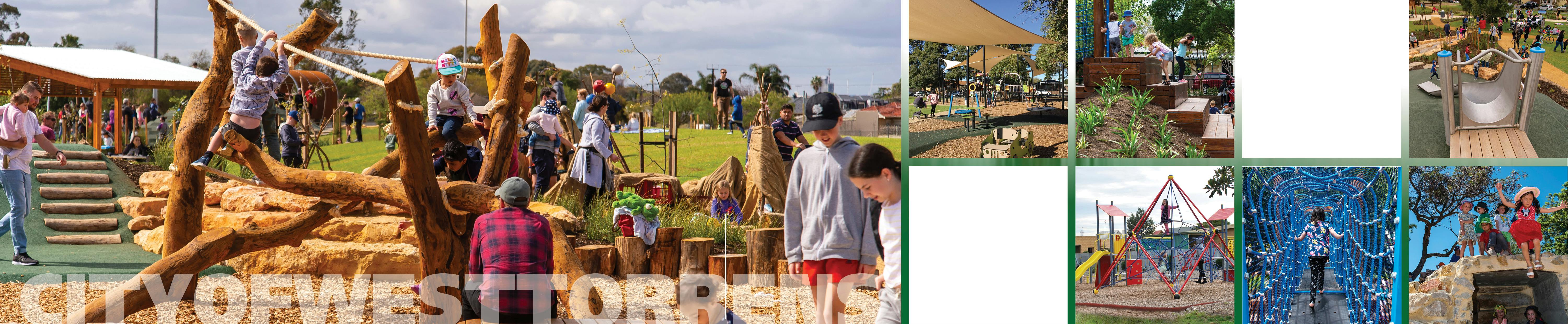 Montage of playgrounds and reserves in West Torrens
