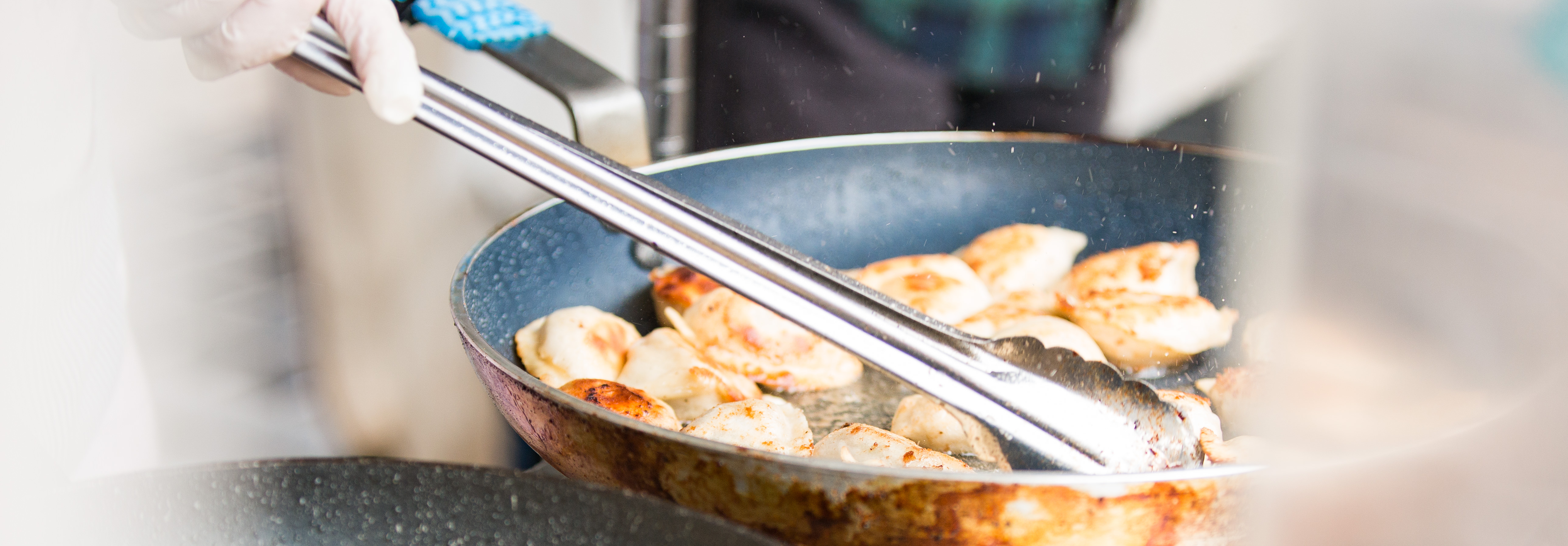 Dumplings in frying pan
