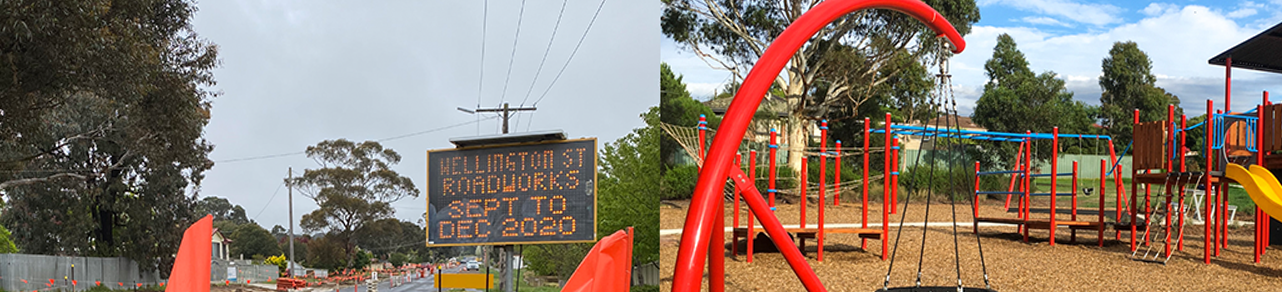 Roadworks and playgrounds.