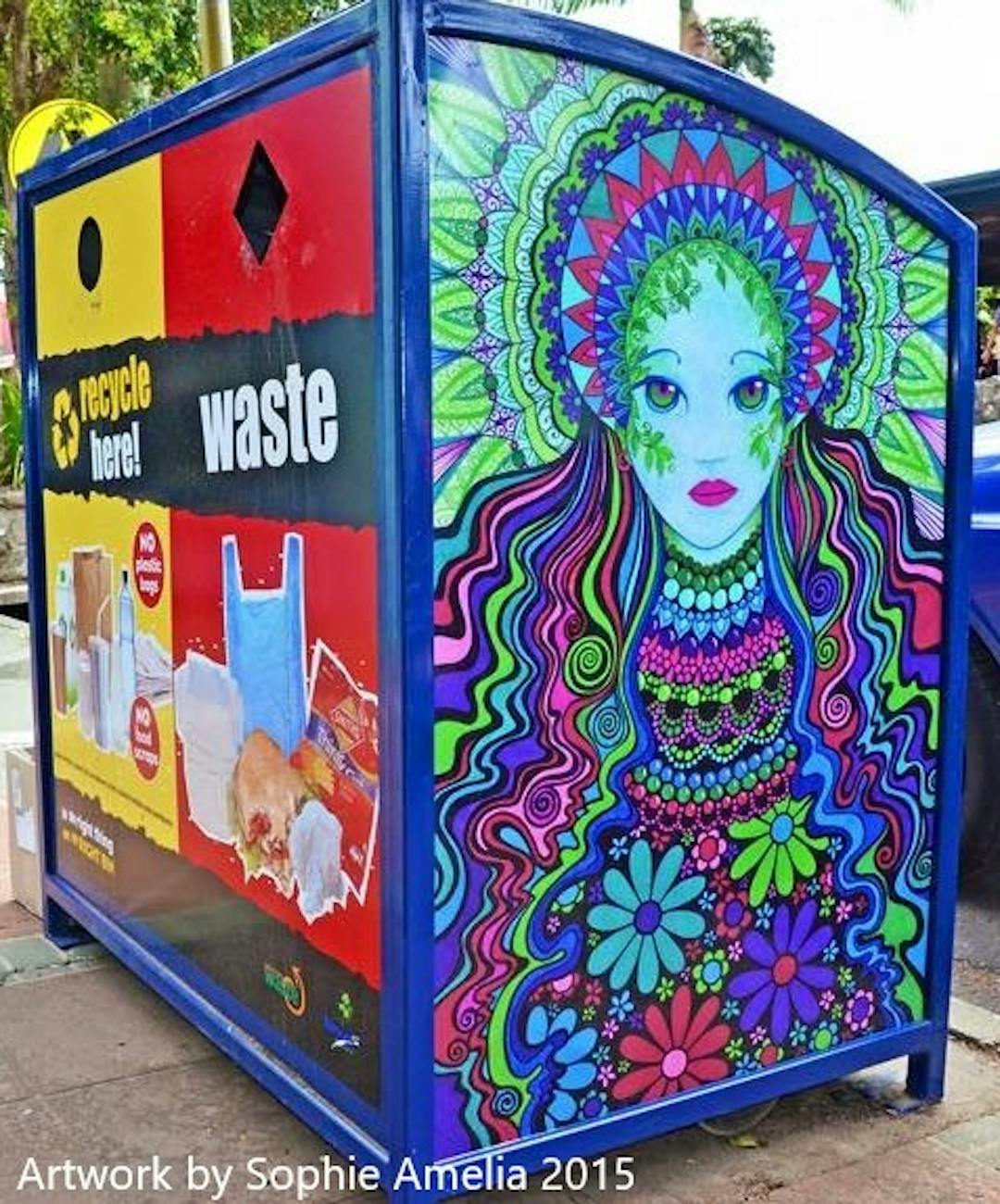 This is a colour photograph of a bin design in Nimbin 