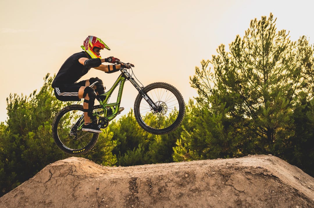 Bike rider on dirt bike track