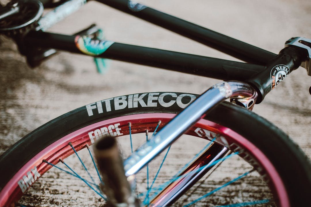 Close up bmx image of bike wheel