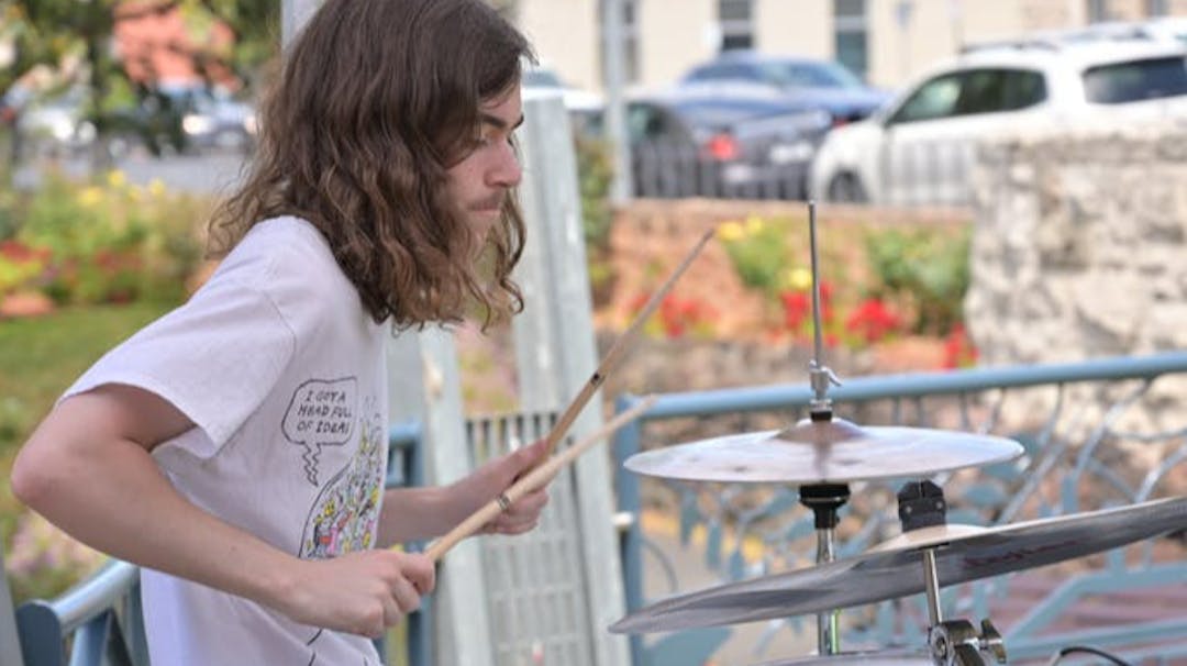 Jimmy Wallace from local Mount Gambier band, Stokes, playing at the Homemade Jam sessions