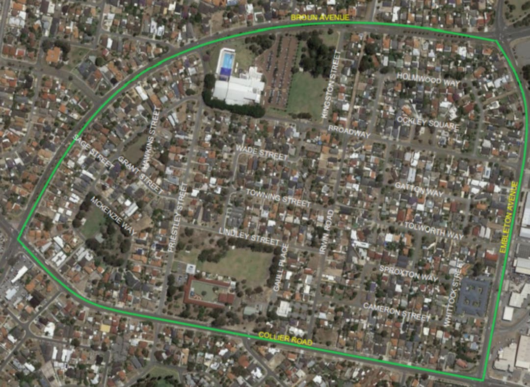 Area bounded by Broun Avenue, Collier Road and Embleton Avenue