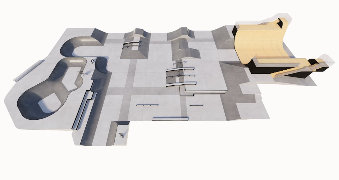 A 3D image of the new Skate Park elements