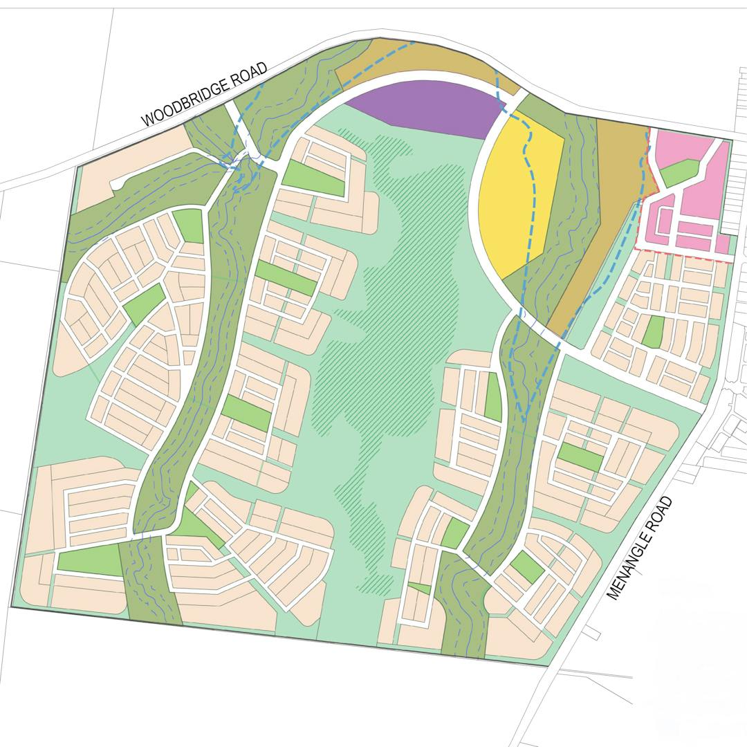 Map and legend of proposed residential development - area bounded by Woodbridge Road and Menangle Road
