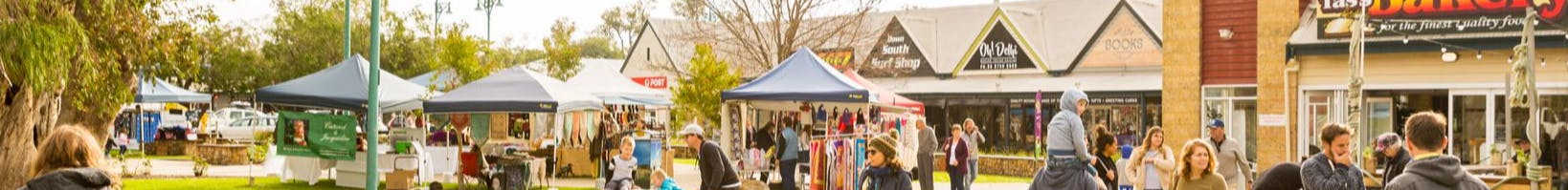 Image shows a group of people walking through the Dunsborough Town Centre. Credit: Andrew Seamark.