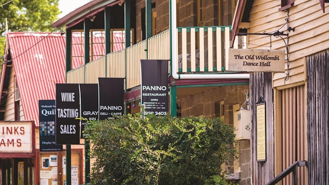 The heritage buildings and shops in Wollombi