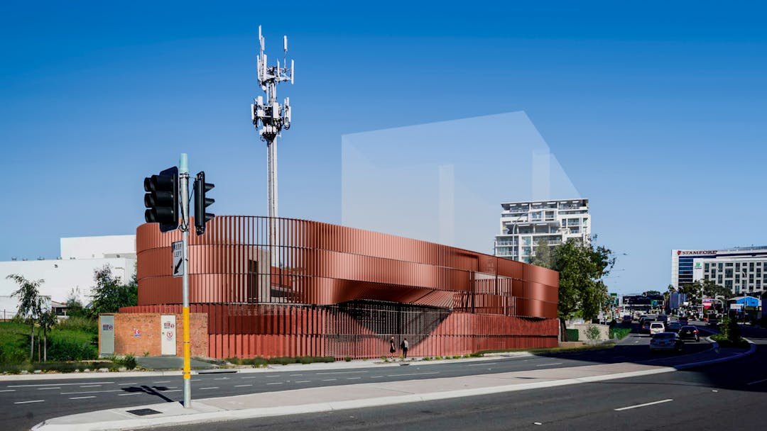 Artist impression of the proposed Mascot substation at 166 O'Riordan Street, Mascot.